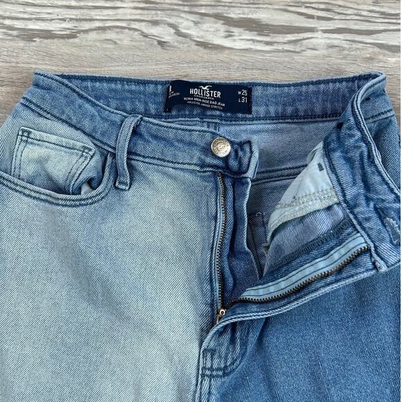Hollister Patchwork Straight Leg Jeans Blue Two Tone Denim Size 25 - Picture 3 of 10